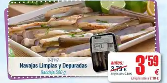 Abordo Navajas limpias y depuradas bandeja oferta