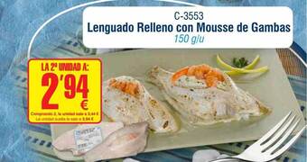 Abordo Lenguado relleno con mousse de gambas oferta