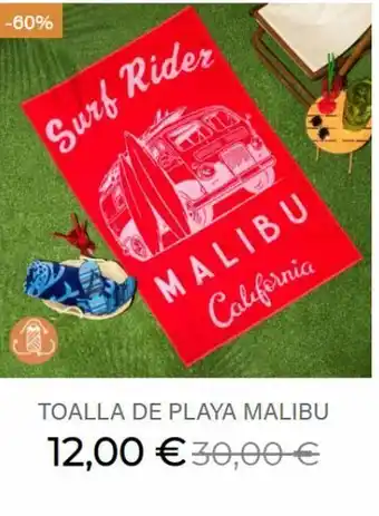 Sancarlos -60% surf rider n malibu california toalla de playa malibu 12,00 €30,00 € oferta
