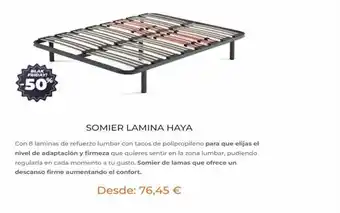 Dormitienda Blak friday! -50% somier lamina haya con 8 laminas de refuerzo lumbar con tacos de polipropileno para que elijas el nivel oferta