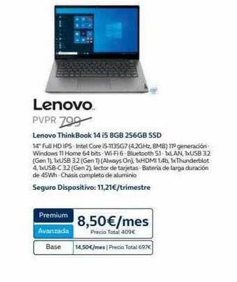 Movistar Lenovo thinkbook 14 i5 8gb 256gb ssd oferta