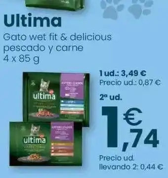 Clarel Ultima gato wet fit & delicious pescado y carne oferta