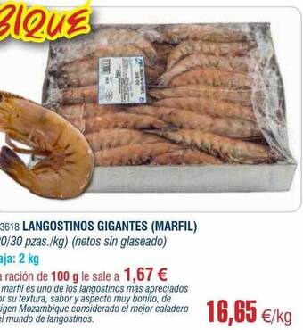 Abordo Langostinos gigantes marfil oferta