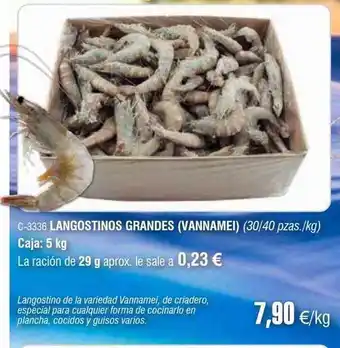 Abordo Langostinos grandes vanname oferta