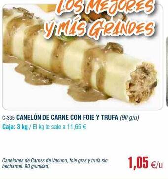 Abordo Canelón de carne con foie y trufa oferta