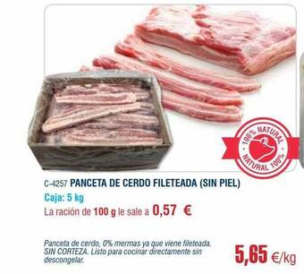 Abordo Panceta de cerdo fileteada (sin piel) oferta