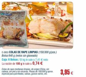 Abordo Colas de rape limpias oferta