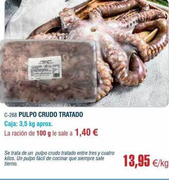 Abordo Pulpo crudo tratado oferta