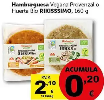 Masymas Hamburguesa vegana provenzal o huerta bio rikisssimo oferta