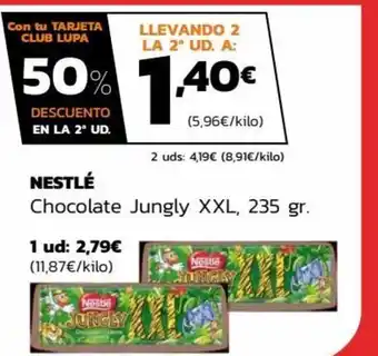 Supermercados Lupa Nestlé Chocolate Jungly XXL 235 gr oferta