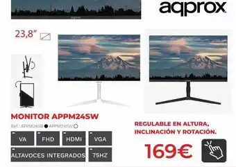 Computer Store 23,8" monitor appm24sw ref.: appm24sb appm24sw o va fhd hdmi vga altavoces integrados 75hz aqprox regulable en altura, oferta
