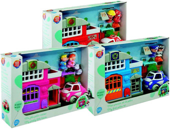 Alcampo Conjunto infantil estación de bomberos o de policía o casa princesas con luces, vehículo y figuras oferta