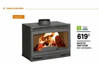 Leroy Merlin • inserts de leña hasta 70 m² sart max fabricado en europa ***** 619€ invicta 700t 8 kw ref. 82763874 oferta