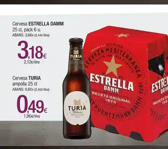 Condis Cervesa estrella damm pack 6 cervesa turia ampolla oferta