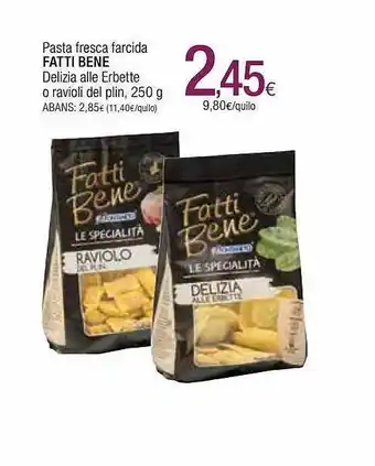 Condis Pasta fresca farcida fatti bene delizia alle erbette o ravioli del plin oferta