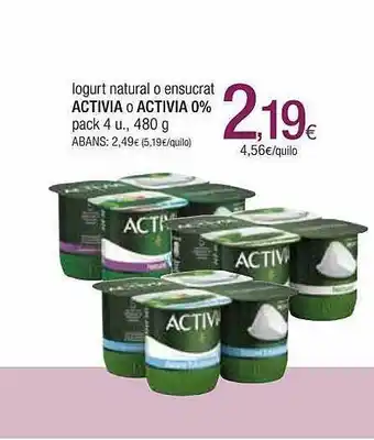Condis Iogurte natural o ensucrat activia o activia 0% pack 4 oferta