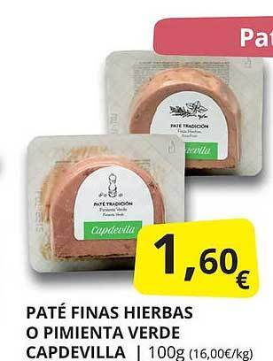 Supermercados MAS Paté finas hierbas o pimienta verde capdevilla oferta