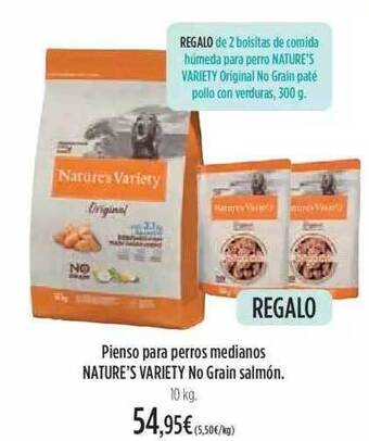 El Corte Inglés Pienso para perros medianos nature's variety no grain salmón oferta