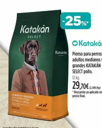 El Corte Inglés Pienso para perros adultos medianos grandes katakán select pollo oferta