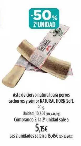 El Corte Inglés -50% 2a unidad asta de ciervo natural para perros cachorros y sénior natural horn soft oferta