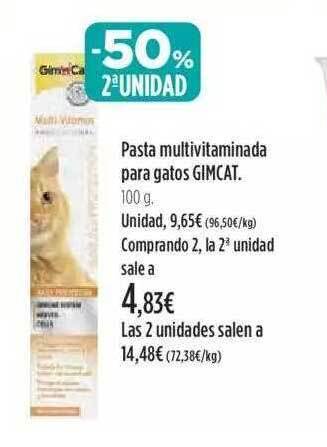 El Corte Inglés -50% 2a unidad pasta multivitaminada para gatos gimcat oferta