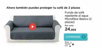 Funda de sofá repelente al agua microfibra basics 2 plazas