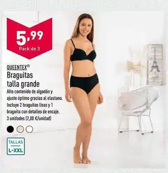 ALDI Queentex braguitas talla grande oferta
