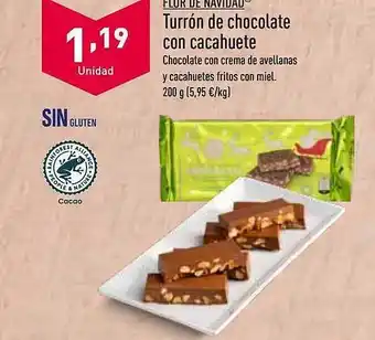 ALDI Flor de navidad turrón de chocolate con cacahuete oferta