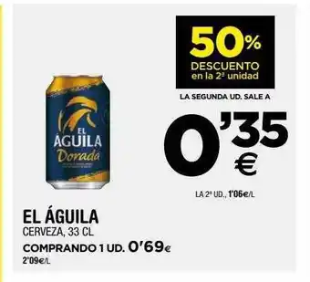 BM Supermercados 50% descuento en la 2a unidad el águila cerveza oferta