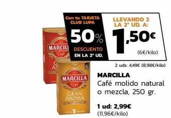 Supermercados Lupa Marcilla café molido natural o mezcla oferta