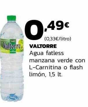Supermercados Lupa Valtorre agua fatless manzana verde con l-carnitina o flash limón oferta