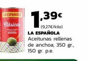 Supermercados Lupa La española aceitunas rellenas de anchoa oferta