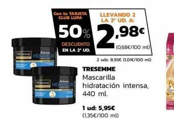 Supermercados Lupa Tresemmé mascarilla hidratación intensa oferta