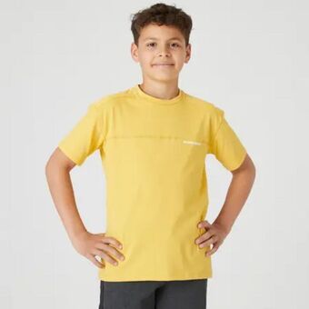 Decathlon Camiseta gimnasia manga corta algodón transpirable niños domyos 500 amarillo oferta