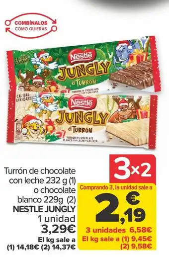 Carrefour Turrón de chocolate con leche o chocolate blanco oferta