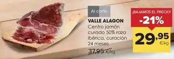 Autoservicios Familia Valle alagon centro jamon curado 50% raza iberica, curacion 24 meses oferta