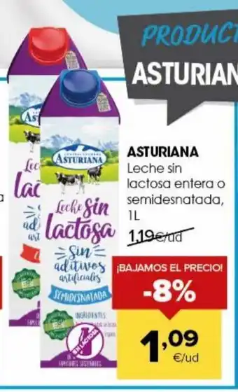 Autoservicios Familia Asturiana leche sin lactosa entera o semidesnatada oferta