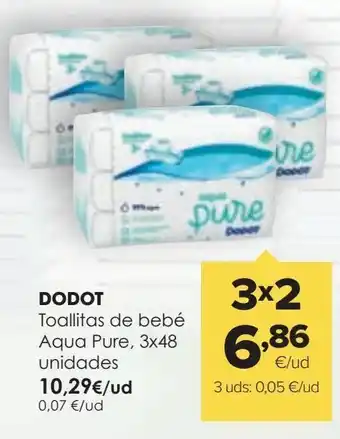 Autoservicios Familia Dodot toallitas de bebe aqua pure, 3x48 unidades oferta