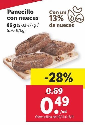 Lidl Panecillo con nueces oferta