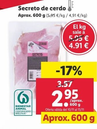 Lidl Secreto de cerdo oferta