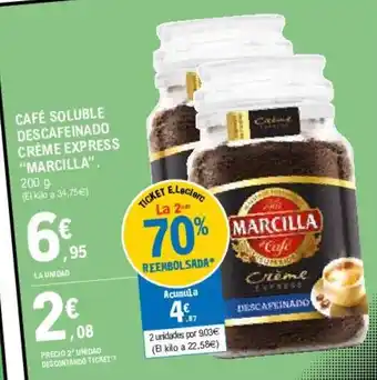 E.Leclerc "Marcilla" Cafè Soluble Descafeinado Crème Express 200g oferta