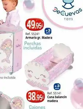 Todojuguete Fredag 49.95€ ref. 55241 armario gr. madera perchas incluidas de cuevas toys ref. 55141 cuna balancin madera oferta