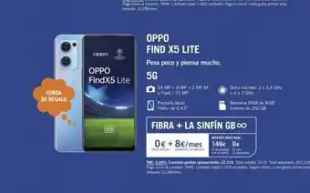 Yoigo Funda de regalo oppo 8 oppo findx5 lite oppo find x5 lite pesa poco y piensa mucho. 5g 64 mp + 8 mp + 2 mp af y flash/3 oferta