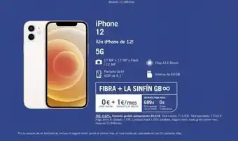 Yoigo Iphone 12 ¡un iphone de 12! 5g 12 mp + 12 mp y flash /12 mp pantalla táctil hdr de 6,1" 0€ + 1€/mes pado inicial durant oferta
