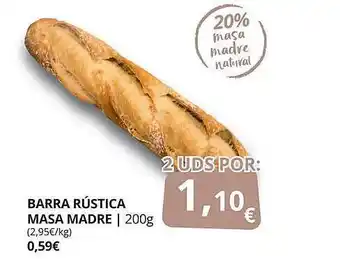 Supermercados MAS Barra rústica masa madre oferta