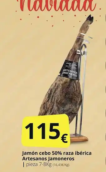 Supermercados MAS Jamón cebo 50% raza ibérica artesano jamoneros oferta