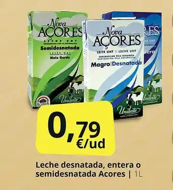 Supermercados MAS Leche desnatada, entera o semidesnatada acores oferta