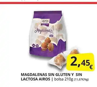 Supermercados MAS Magdalenas sin gluten y sin lactosa airos oferta