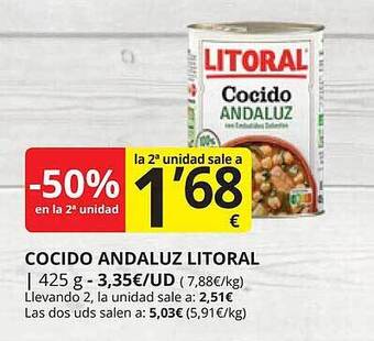 Supermercados MAS -50% en la 2a unidad cocido andaluz litoral oferta