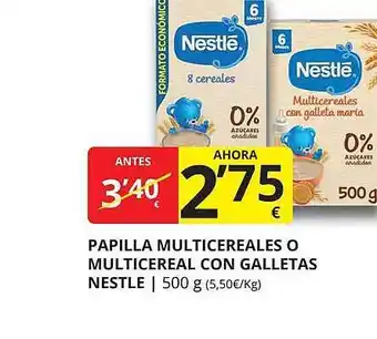 Supermercados MAS Papilla multicereales o multicereal con galletas nestle oferta